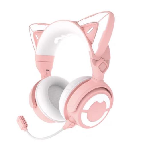 Demon Dance Cat Ear Headphones 4th Generation Bluetooth Beautiful Cute Girl  Game E-sports Pink Wireless Headset