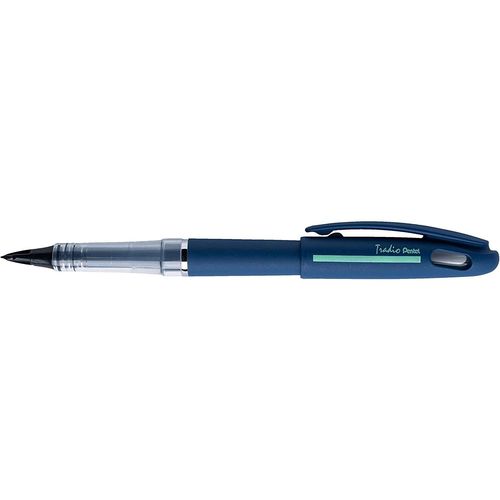 Pentel Feutreplume Tradio, Corps Sport Chic Bleu Foncé/Bande Menthe, Encre Noire