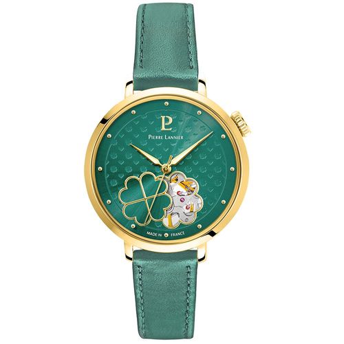 Montre Femme Esperance Doré Cadran Vert Bracelet Cuir Vert 14 Mm