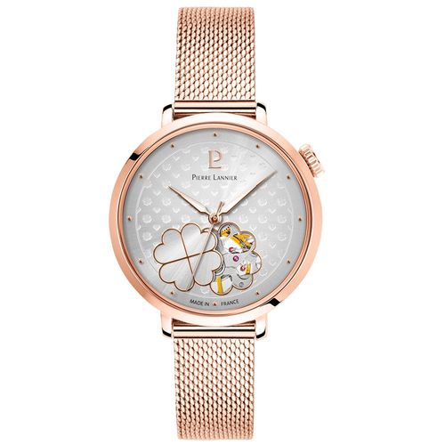 Montre Femme Esperance Doré-Rose Cadran Argenté Bracelet Acier Milanais Doré-Rose 14 Mm