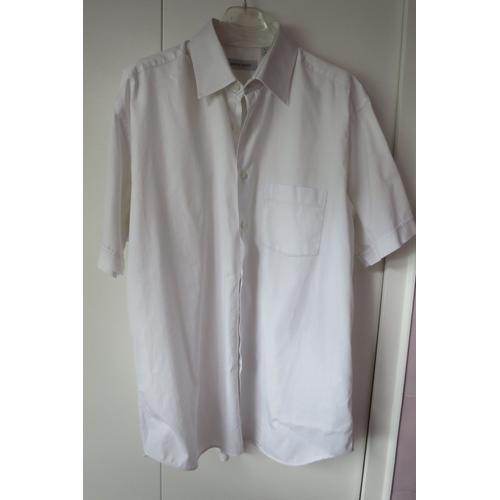 2762:Chemise Blanche Manches Courtes Tl Pierre Cardin Lolau