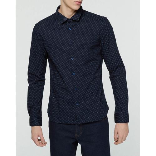 Teddy Smith Chemise Droite Carton Imprimée Bleu Marine