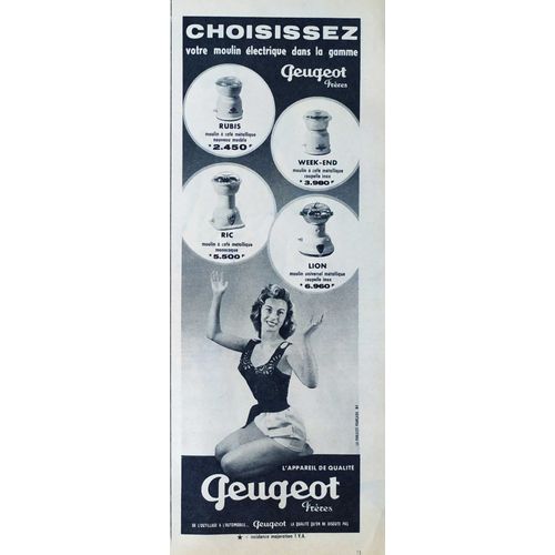 Publicité Papier - Moulins À Café Peugeot De 1957