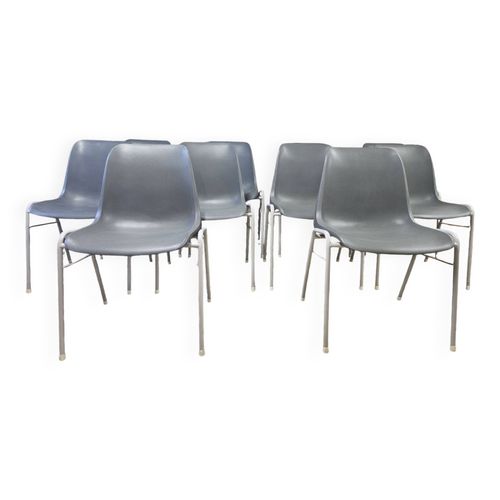 Lot De 10 Chaises Helmut Starke Anne 1970 Gris