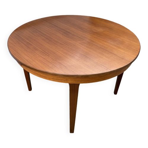Table Ronde Extensible Scandinave En Teck Dia 116cm An60 Bois