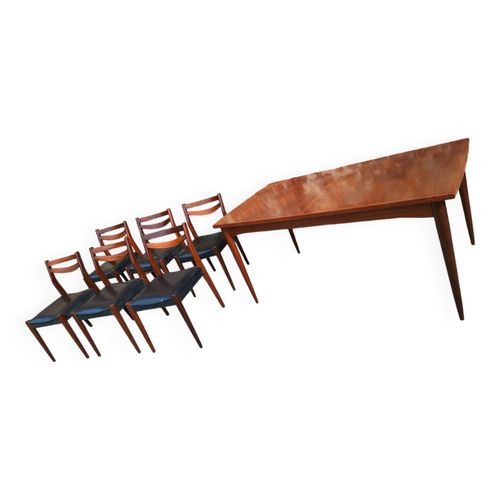 Ensemble Vintage Grande Table En Teck Et 6 Chaises Meubles Anciens Style Scandinave Marron