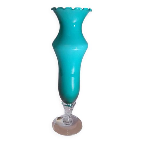 Vase en cristal vintage comme neuf vert