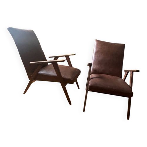 Paire De Fauteuil Scandinave En Skay Anne 6070 Marron
