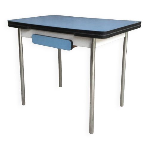 Table Mangeur Formica Bleu Avec Rallonges Et Tiroir Vintage Bleu