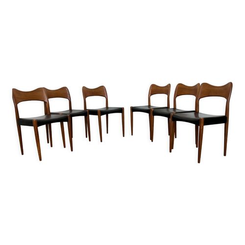 Ensemble De 6 Chaises  Repas Modle 71 En Teck Par Niels O Mller Pour Jl Mllers 1950 Noir