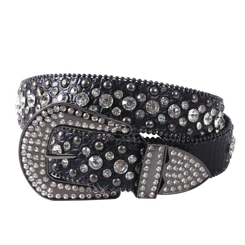 105 cm - Comme image - Ceintures Ceinture Femme Luxe Ceinture Femme Ceinture  Homme Punk Y2K Pour Hommes Couleur Rouge Occidentale Strass Diamants  Scintillants Cloutées Décontractées