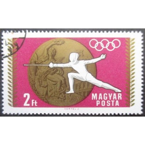 Hongrie N°2024 Médaille D'or Aux Jeux Olympiques De Mexico 1968 Oblitéré