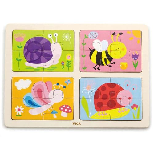 Viga - Puzzle En Bois 4 En 1 "Les Insectes" - A Partir De 18 Mois