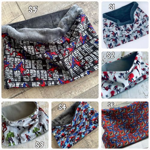 Snood Enfant Polaire Spiderman, Cache Cou Enfant Spiderman, Écharpe Tube Polaire Spiderman Collection Ateliersdisa