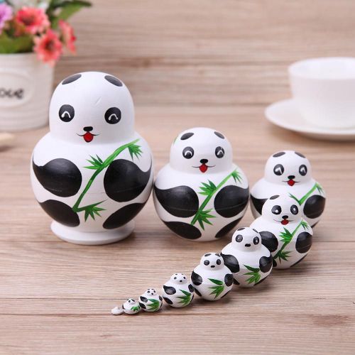 Poupées De Panda En Bois De Tilleul, 10 Pièces, Fabrication Artisanale, Matrioshka, Cadeaux Russes Pour Enfants, Décoration De Maison