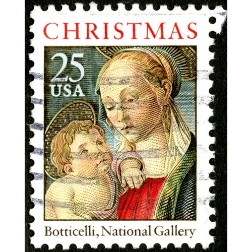 Timbre Oblitéré Usa 25, Christmas, Botticelli, National Gallery