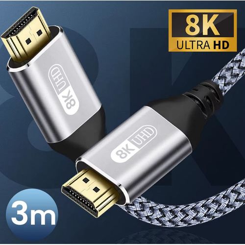 HDMI tressées ultra haute vitesse, HDMI 8K, 2.1, 10FT, 3M, 48Gbps, 1ms, HDCP 144, 2.2, 8K60, 4K120, 2.3Hz