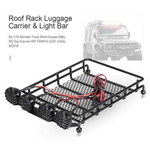 Porte-Bagages De Toit Et Barre De Lumière Pour Rallye De Court-Parcours 1/10 Rc Voiture Chenille Hpi Tamiya Cc01 Axial Scx10 Rc4wd D90 Redcat