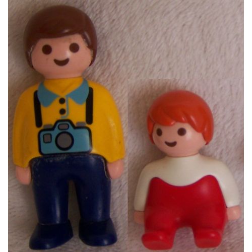 Figurines Papa En Photographe Et Enfant Assis De Playmobil