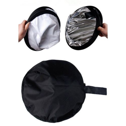 80cm Réflecteur de photographie Ronde repliable 2 en 1 argent/blanc