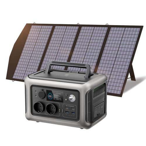 600W Centrale Électrique Générateur Solaire Portable Avec Panneau Solaire 140W Groupe Électrogène Charge AC DC USB Batterie