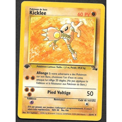 Carte Pokémon Kicklee 22/62 [Premiere Edition 1] - Fossile Wizards (Fr)