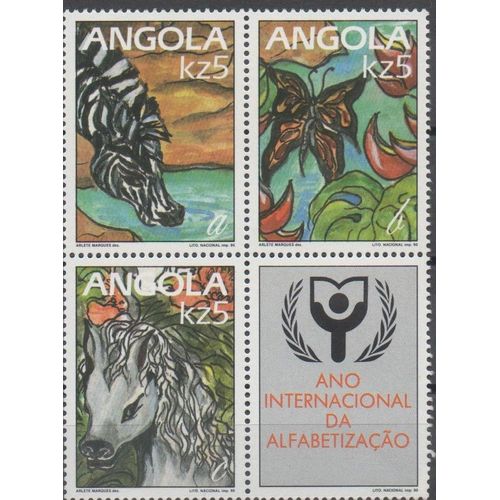 Angola Timbre Campagne D' Alphabétisation