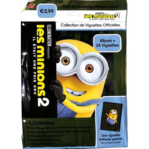 Starter Album Collection Minions Ton Album + 24 Vignettes Dont 1 Vignette Brillante Geante Dans Chaque Paquet