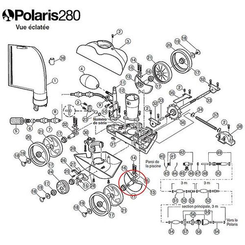 essieu large avec rondelle et protection pour polaris 180/280 - c66 - polaris