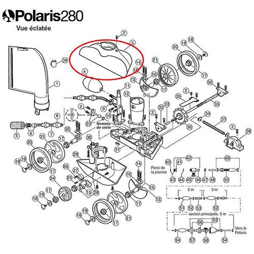 capot bleu de rechange pour polaris 280 - k5 - polaris