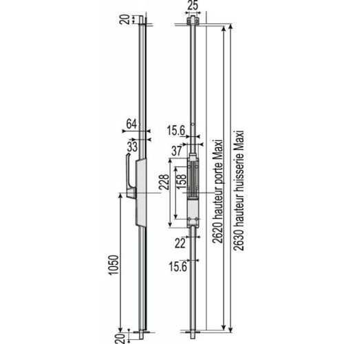 Crémone pompier à poignée rotative - aluminium - ST 740 VACHETTE