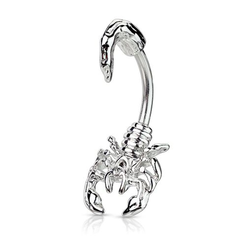 Piercing Nombril Ventre Boule Scorpion Bijoux Acier Chirurgical Inoxydable Anti Allergique Banane Barbell Scorpio Argenté Lovepiercing