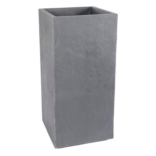 Jardiniere Haute Carré Volcania Gris Galet - 39x39x80cm 31l - Eda Plastiques