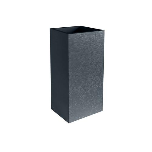 Pot carré haut Graphit - Anthracite - 39.5x39.5x80 31L - EDA Plastiques - Intérieur et extérieur