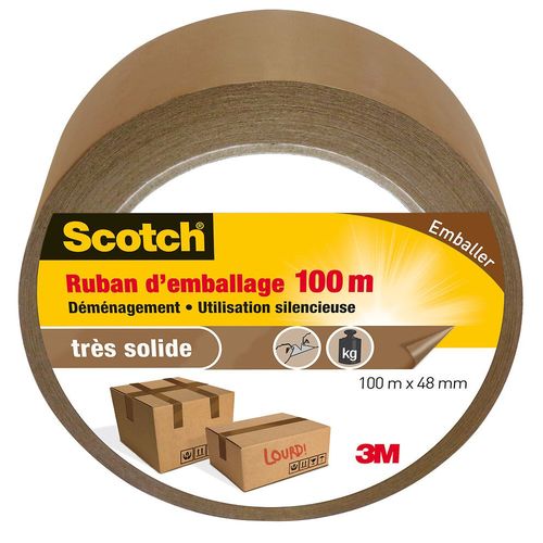 3M SCOTCH Ruban adhesif d'emballage - 100 m x 48 mm - Marron