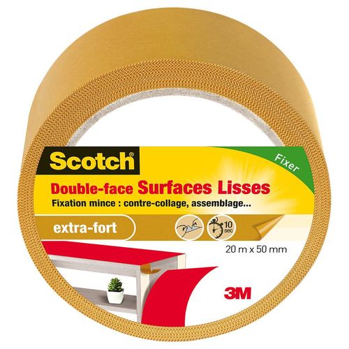3M SCOTCH Double-face - 20 m x 50 mm - Surface lisse