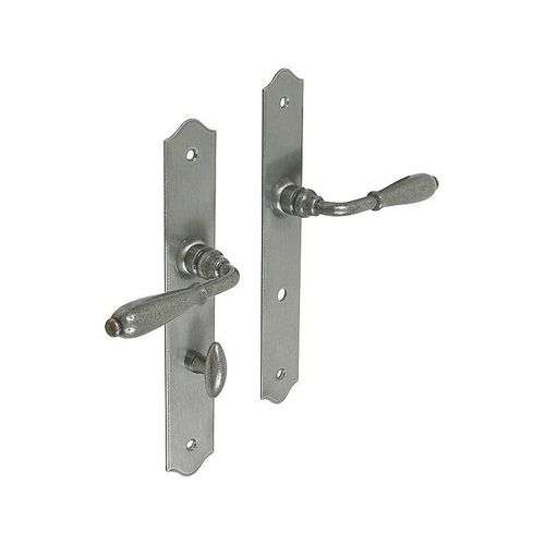 Poignées de porte sur plaque - fer patiné patiné - condamnation - Nevers BOUVET
