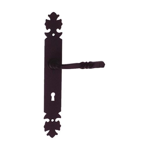 Poignées de porte sur plaque - fer noir - clé L - Bourgogne BOUVET