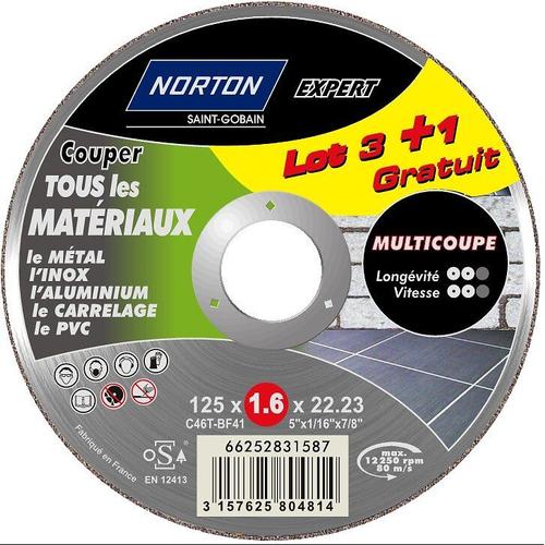 Lot de 4 disques multicoupe pour multimatière NORTON, Diam.125 mm