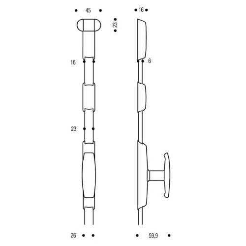 Tringle en acier - pour crémone en applique 332 - longueur 2000 mm VACHETTE