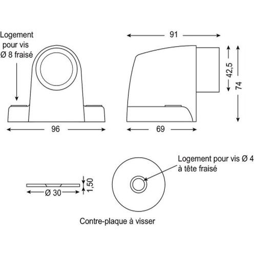 Butée de porte - magnétique - aimantée - zamak VACHETTE