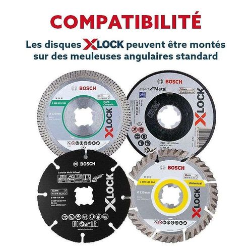 Bosch Disque à tronçonner droits X-LOCK Expert for Inox+Metal 125x1x22,23 mm AS 60 T INOX BF, 1,0 mm - 2608619264