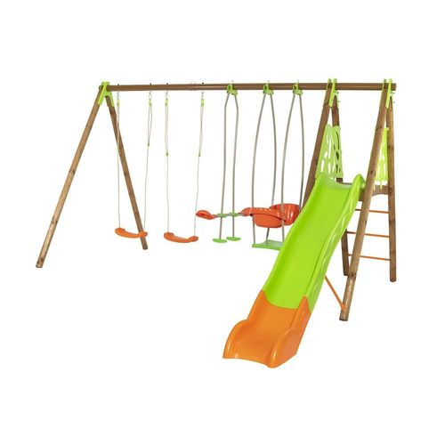 Trigano Portique Bois 4 Agrès + Toboggan