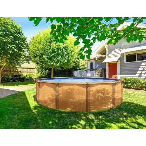 trigano jardin - piscine métal hors sol aspect bois 3,95 x 1,32 m - pi9500
