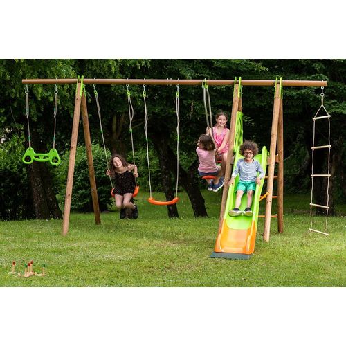 Trigano Portique Bois/Métal Techwood Premium 2,30m (5 Agrès + Pf + Tob)