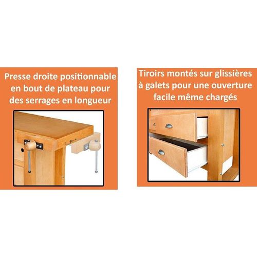 Etabli menuisier à caisson 1,75 m