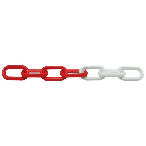 Chaîne plastique rouge et blanc 25 m - Ø 6 mm