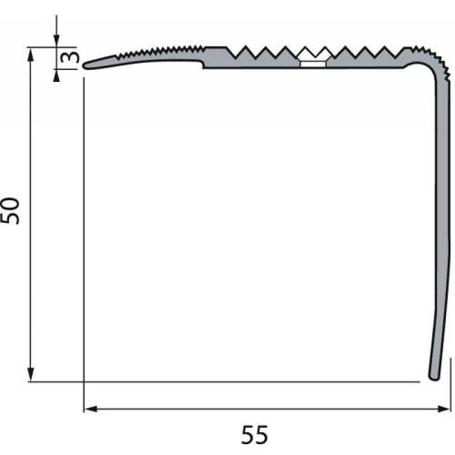 Nez de marche intérieur ou extérieur - aluminium strié - Large 41 V DINAC