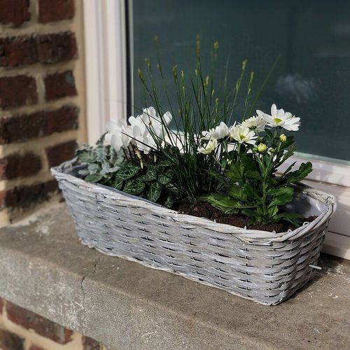 Jardinière En Osier Et Bois Gris T3