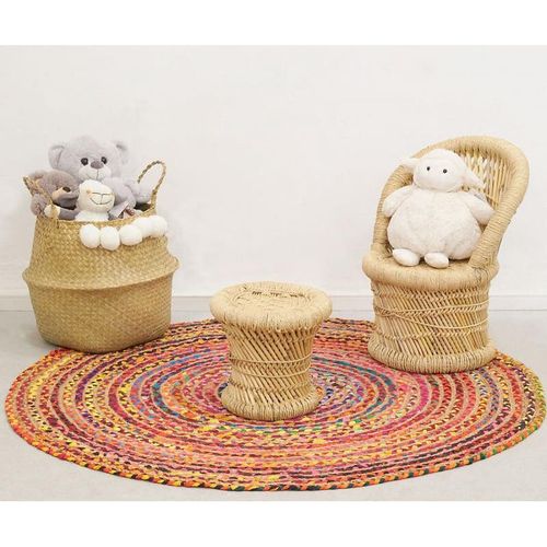 Tapis Rond Coloré En Jute Et En Coton India Ø 120